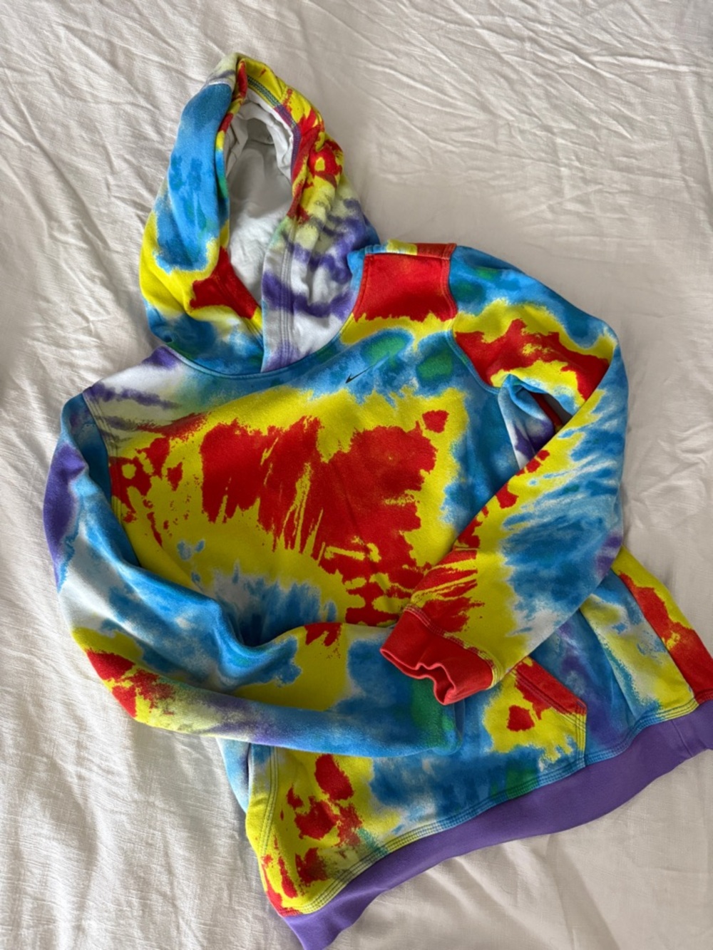 Nike Kids Tie-Dye Hoodie in Yellow, Red, Blue, Purple